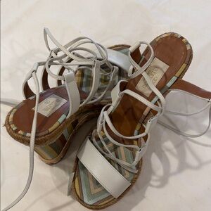 Valentino Multicolor Strappy Espadrille Wedges